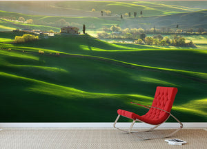 Green Waves Wall Mural Wallpaper - Canvas Art Rocks - 2