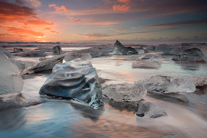 Glacial Lagoon Beach Wall Mural Wallpaper - Canvas Art Rocks - 1