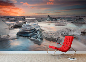 Glacial Lagoon Beach Wall Mural Wallpaper - Canvas Art Rocks - 2