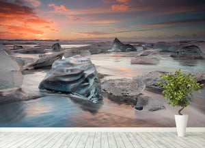 Glacial Lagoon Beach Wall Mural Wallpaper - Canvas Art Rocks - 4