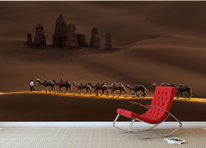 Castle And Camels Wall Mural Wallpaper - Canvas Art Rocks - 2