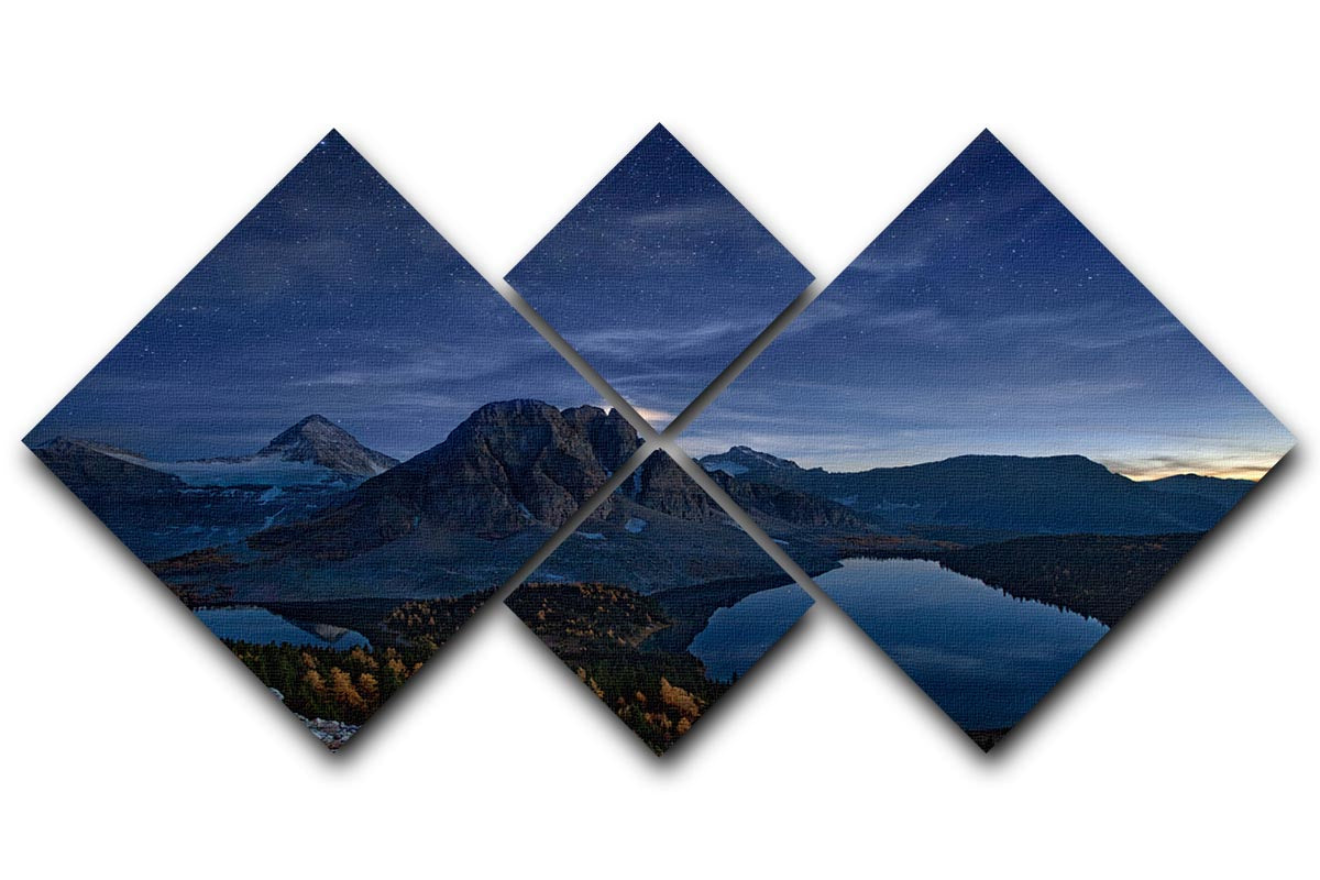 Starry Night At Mount Assiniboine 4 Square Multi Panel Canvas - Canvas Art Rocks - 1