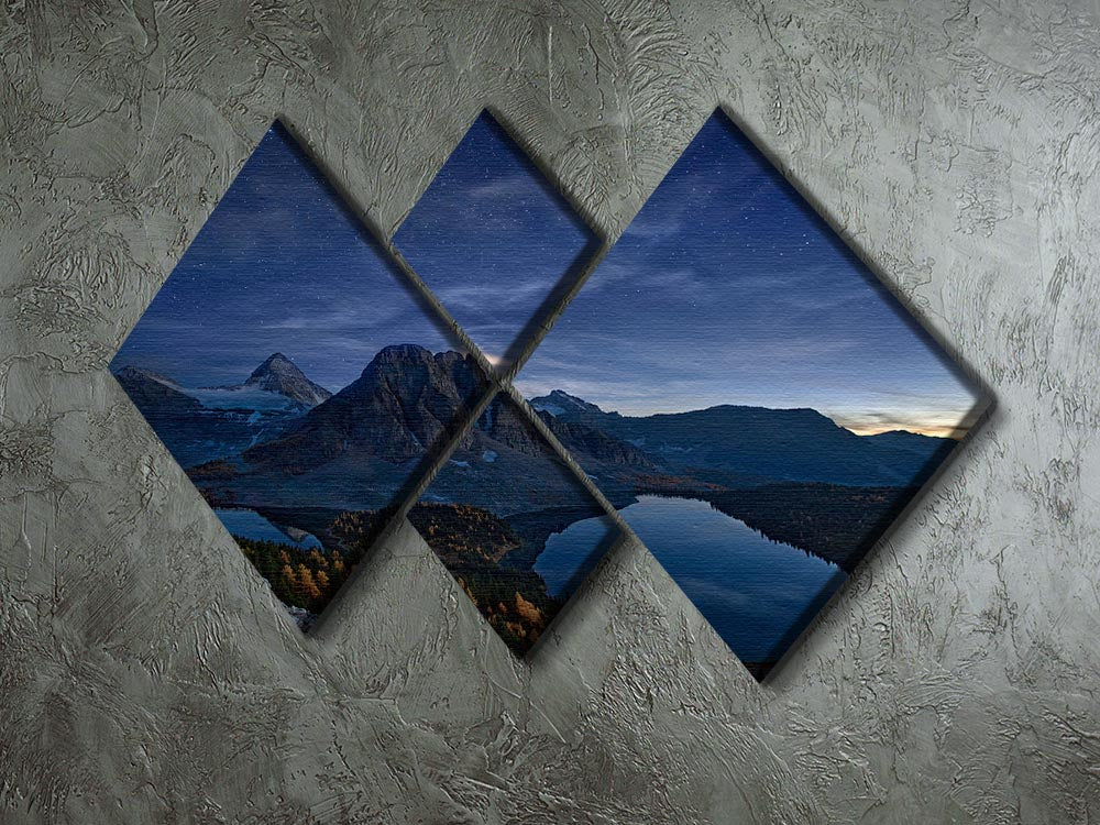 Starry Night At Mount Assiniboine 4 Square Multi Panel Canvas - Canvas Art Rocks - 2