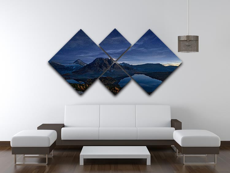 Starry Night At Mount Assiniboine 4 Square Multi Panel Canvas - Canvas Art Rocks - 3