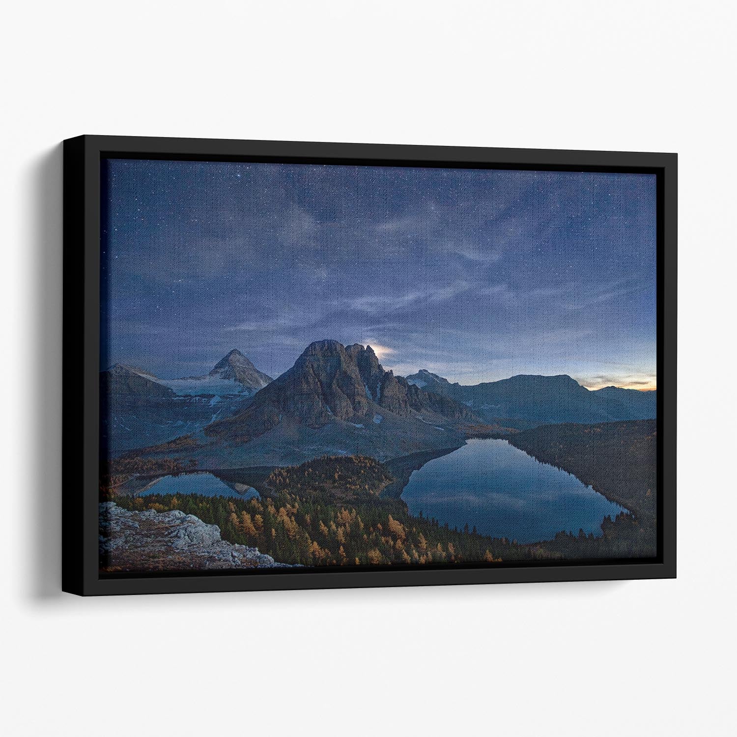 Starry Night At Mount Assiniboine Floating Framed Canvas - Canvas Art Rocks - 1