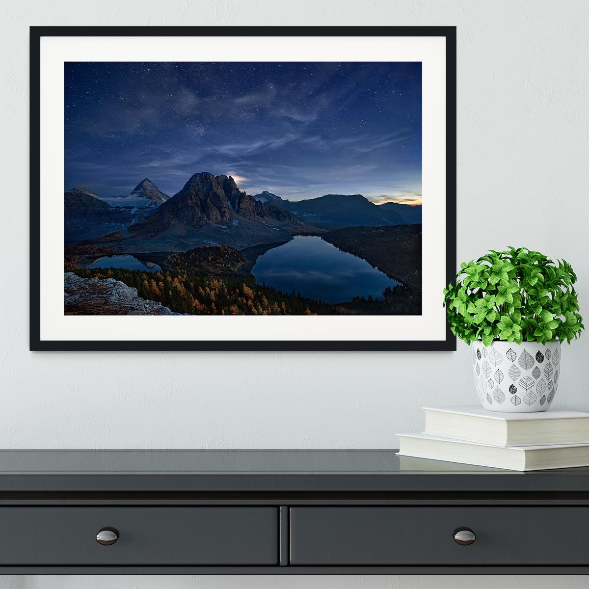 Starry Night At Mount Assiniboine Framed Print - Canvas Art Rocks - 1