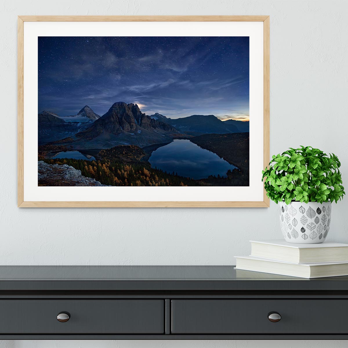 Starry Night At Mount Assiniboine Framed Print - Canvas Art Rocks - 3