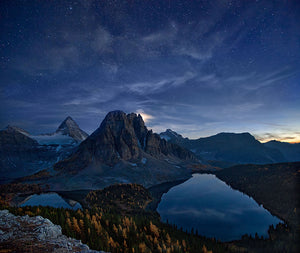 Starry Night At Mount Assiniboine Wall Mural Wallpaper - Canvas Art Rocks - 1