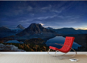 Starry Night At Mount Assiniboine Wall Mural Wallpaper - Canvas Art Rocks - 2