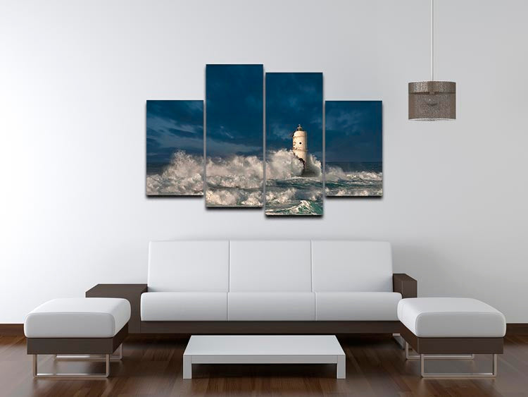 Faro Di Mangiabarche Calasetta-Sardegna 4 Split Panel Canvas - Canvas Art Rocks - 3