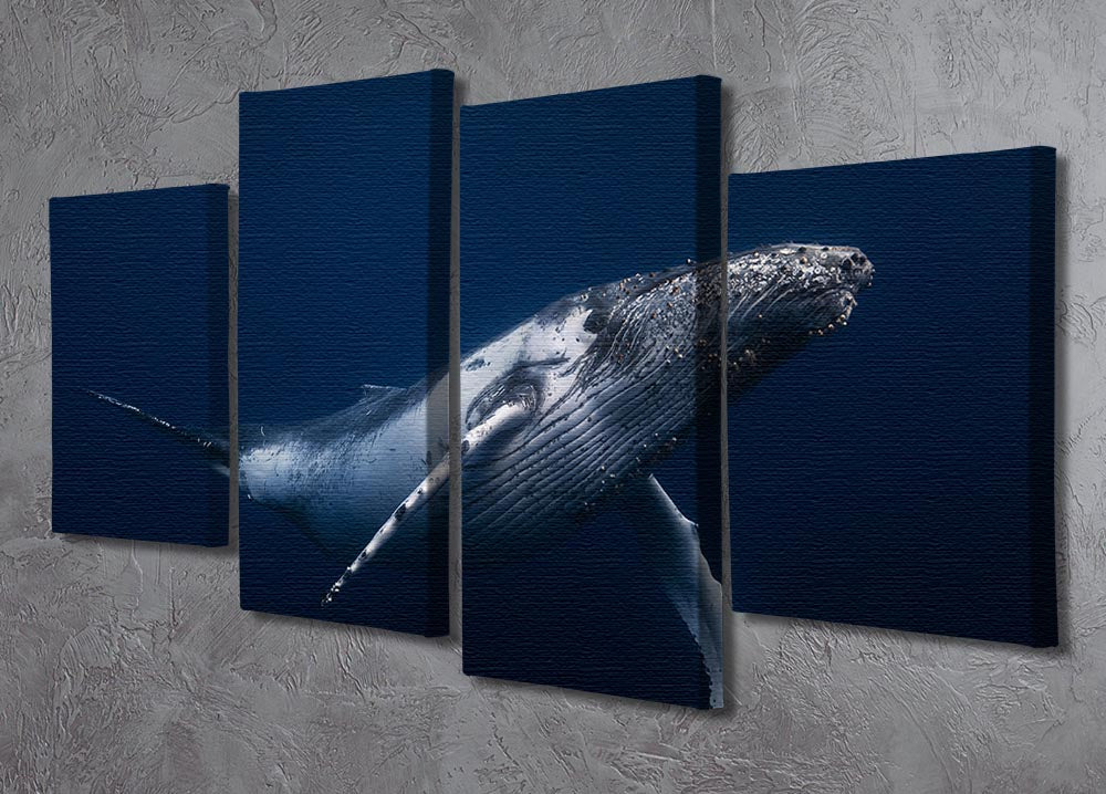 Humpback Whale In Blue 4 Split Panel Canvas - Canvas Art Rocks - 2