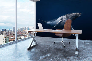 Humpback Whale In Blue Wall Mural Wallpaper - Canvas Art Rocks - 3