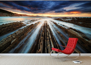 Zumaia Flysch Wall Mural Wallpaper - Canvas Art Rocks - 2