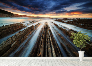 Zumaia Flysch Wall Mural Wallpaper - Canvas Art Rocks - 4