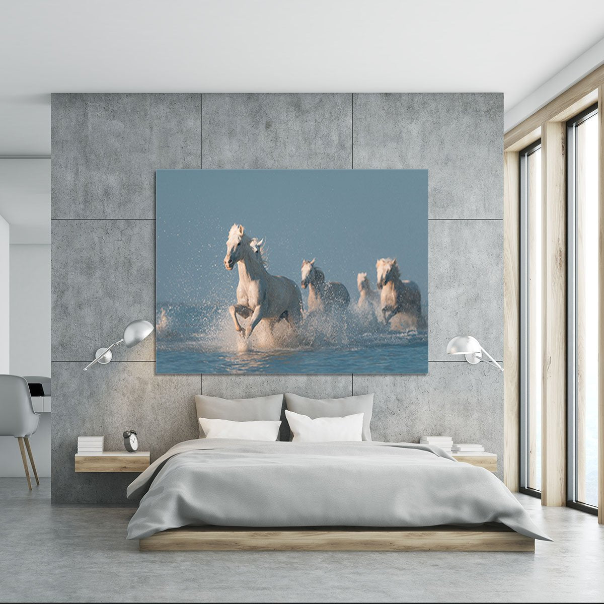 Wite Horses Running In Water Canvas Print or Poster - Canvas Art Rocks - 5