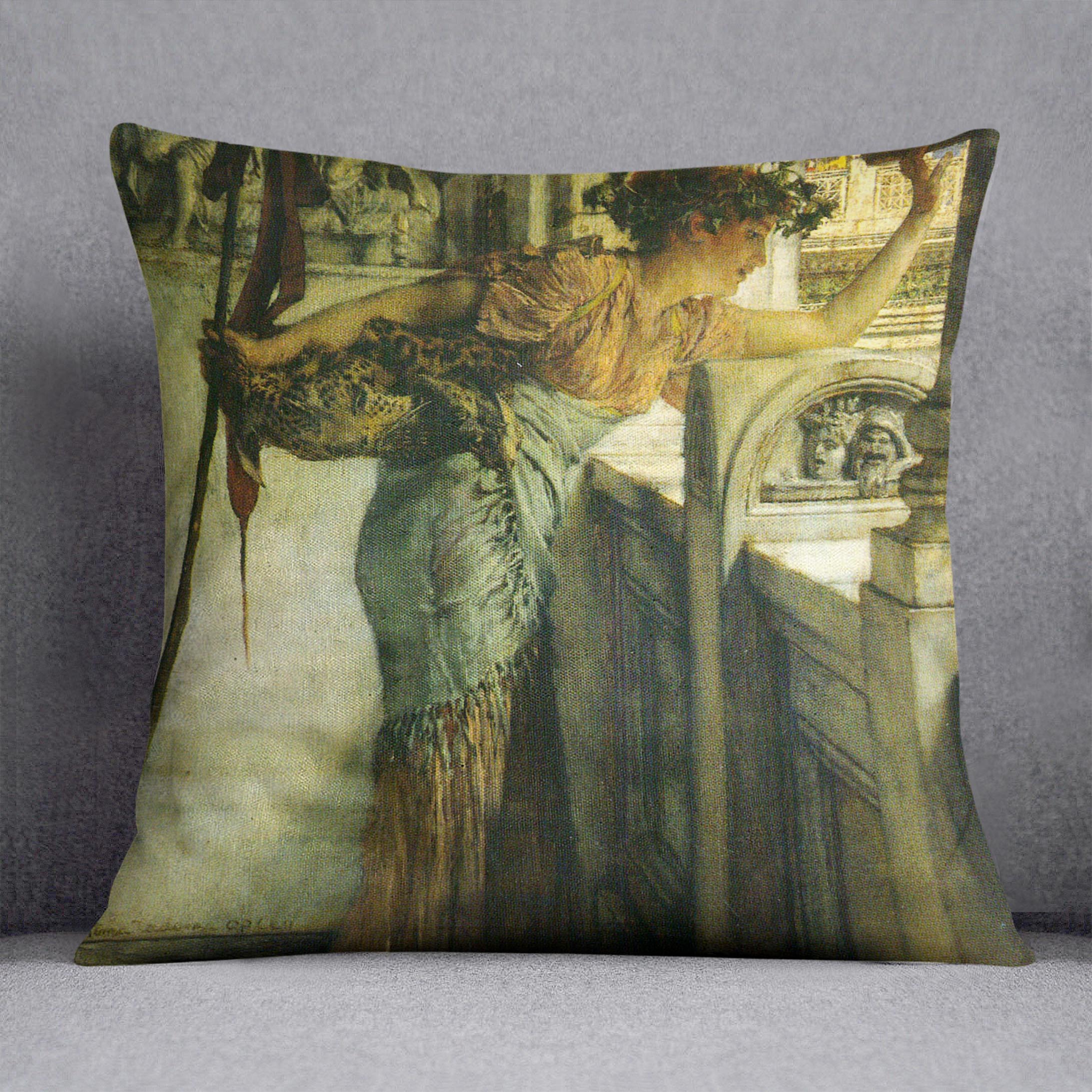 A Bacchantin There he is! by Alma Tadema Cushion - Canvas Art Rocks - 1