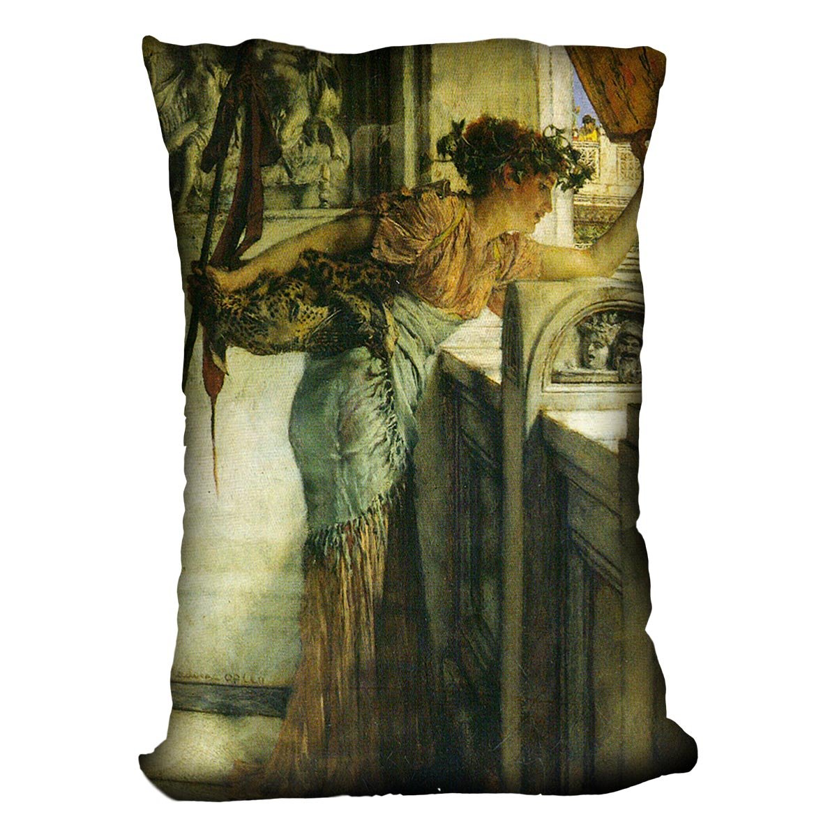 A Bacchantin There he is! by Alma Tadema Cushion - Canvas Art Rocks - 4