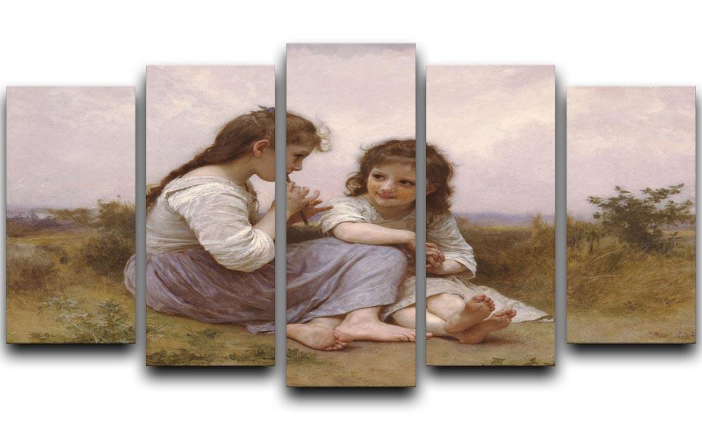 A Childhood Idyll 1900 By Bouguereau 5 Split Panel Canvas  - Canvas Art Rocks - 1