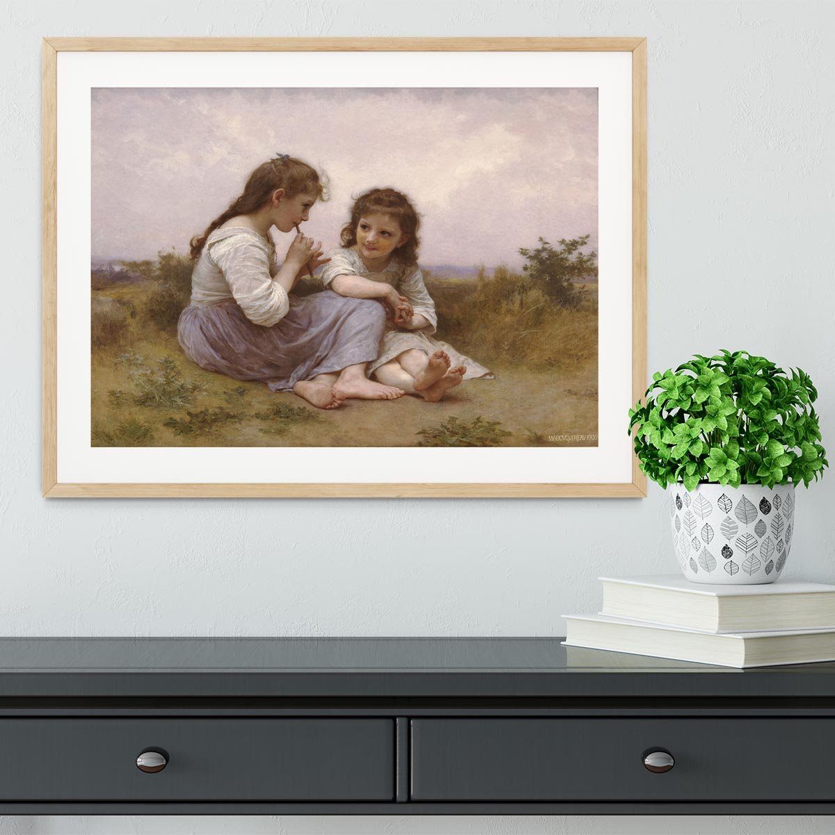 A Childhood Idyll 1900 By Bouguereau Framed Print - Canvas Art Rocks - 3