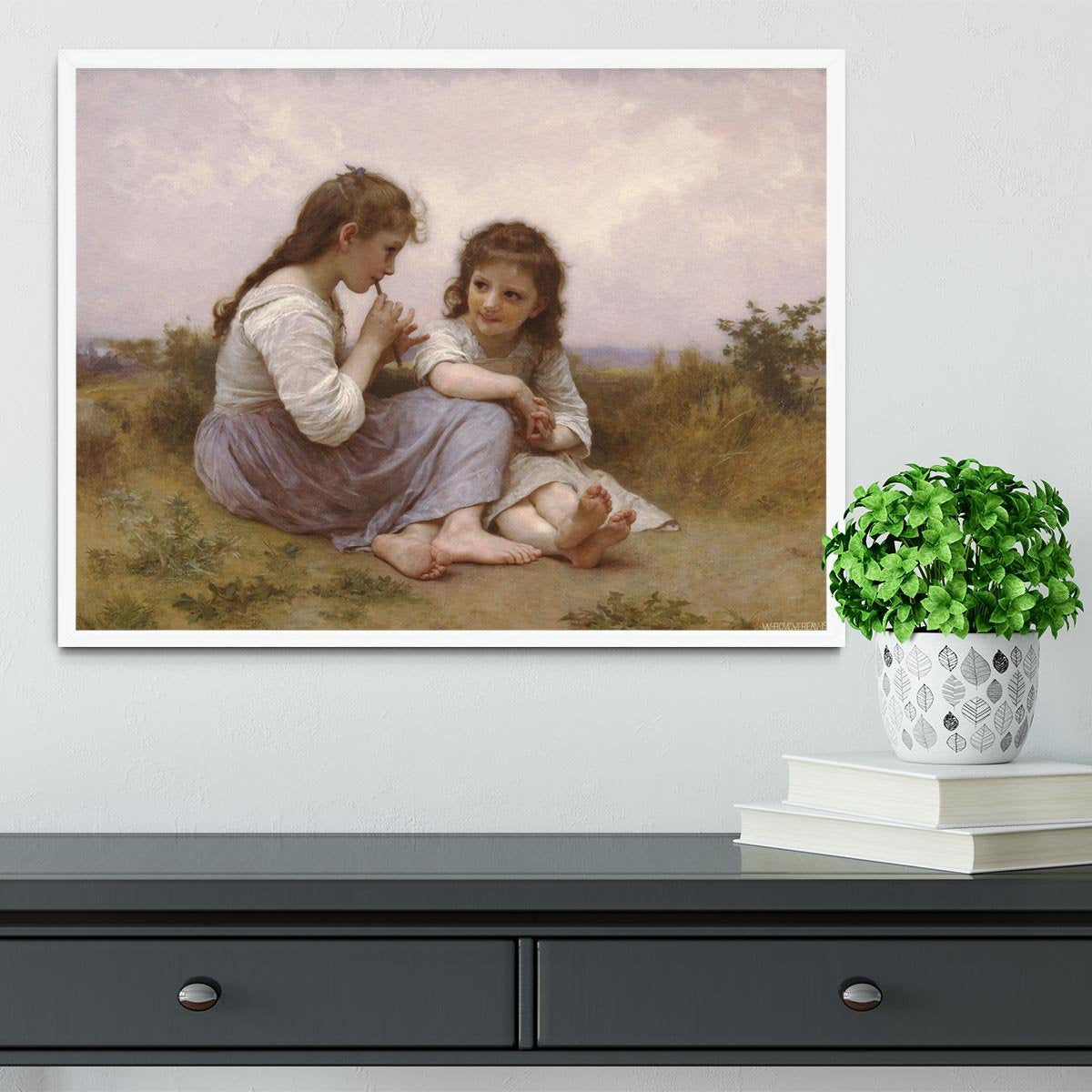 A Childhood Idyll 1900 By Bouguereau Framed Print - Canvas Art Rocks -6