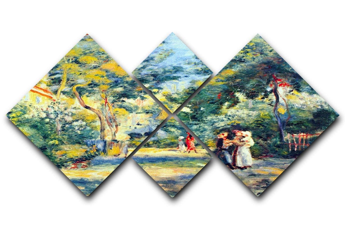 A Garden in Montmartre by Renoir 4 Square Multi Panel Canvas  - Canvas Art Rocks - 1