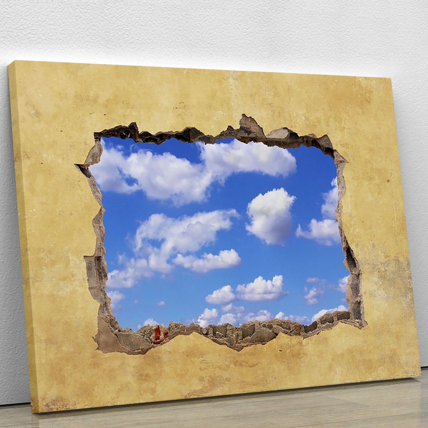 A Hole in a Wall with Blue Sky Canvas Print or Poster