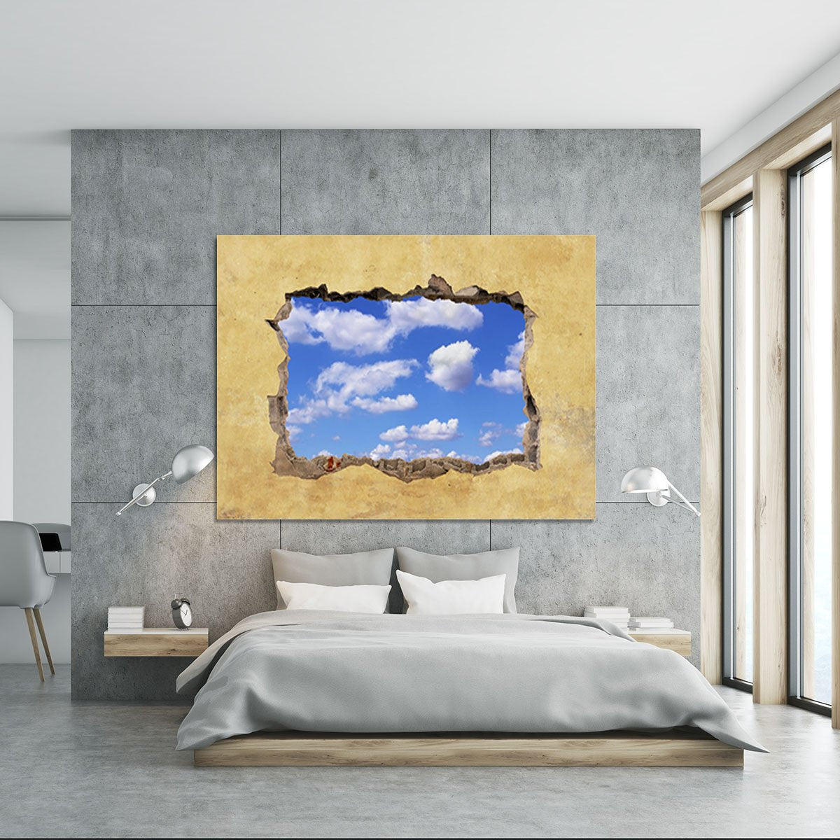 A Hole in a Wall with Blue Sky Canvas Print or Poster