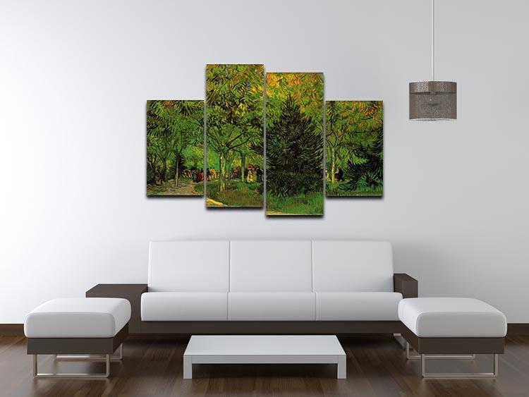 A Lane in the Public Garden at Arles by Van Gogh 4 Split Panel Canvas - Canvas Art Rocks - 3
