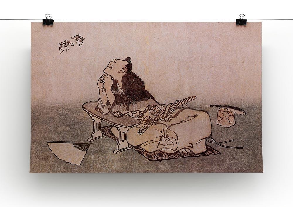 A Philospher looking at two butterflies by Hokusai Canvas Print or Poster - Canvas Art Rocks - 2