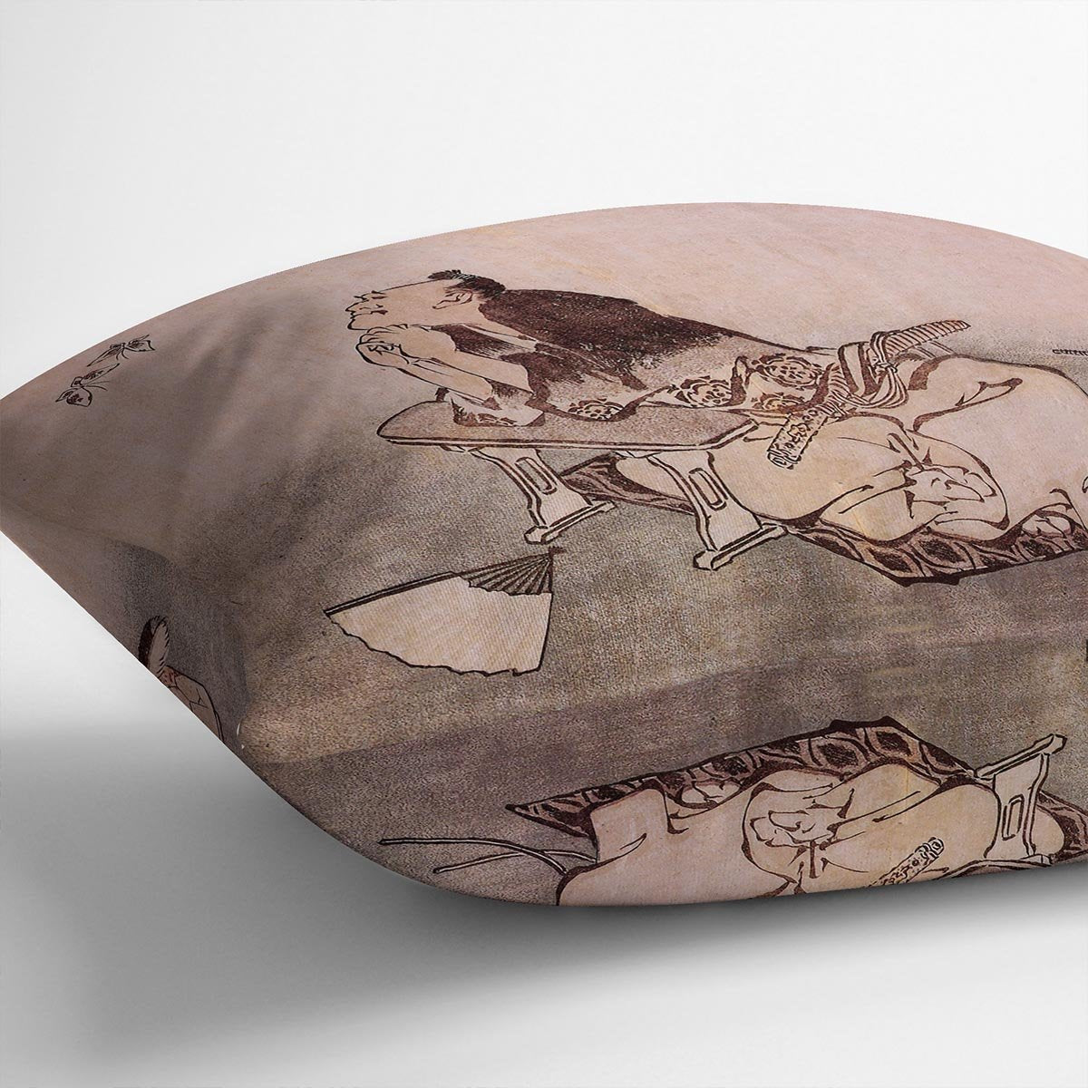 A Philospher looking at two butterflies by Hokusai Throw Pillow