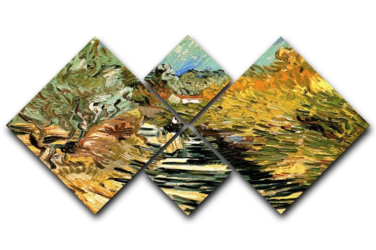 A Road at Saint-Remy with Female Figure by Van Gogh 4 Square Multi Panel Canvas  - Canvas Art Rocks - 1