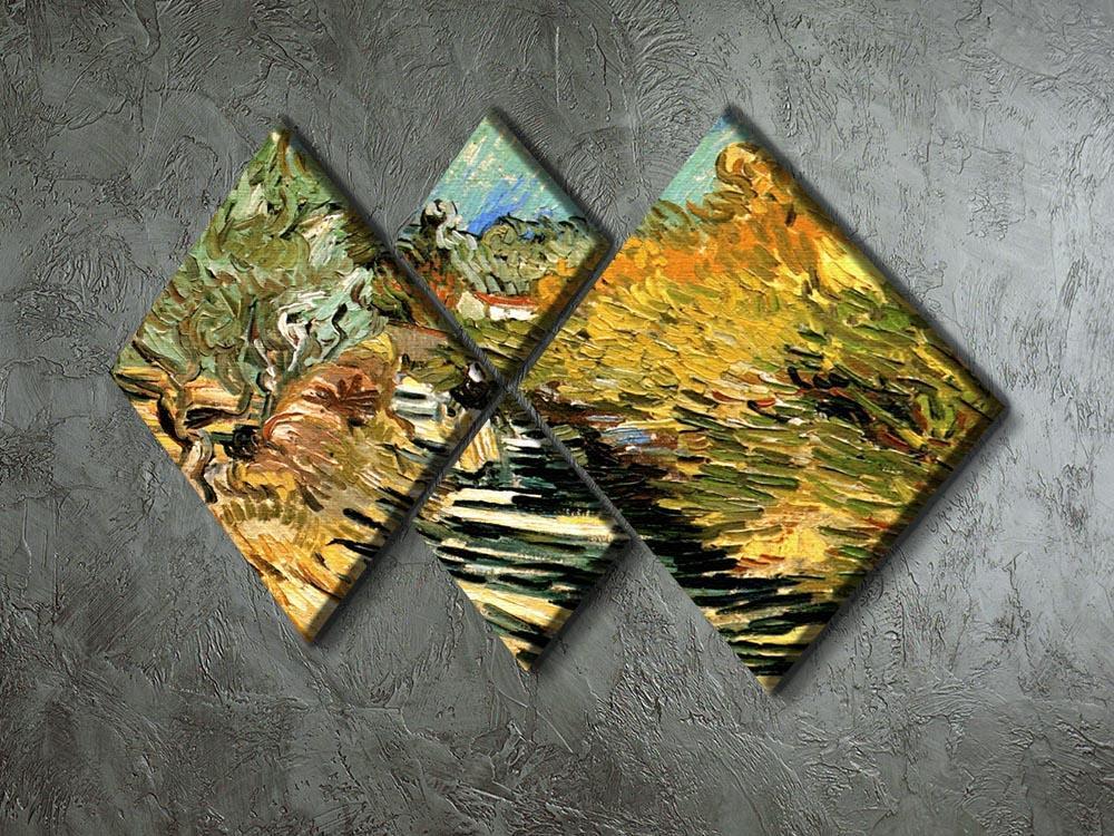 A Road at Saint-Remy with Female Figure by Van Gogh 4 Square Multi Panel Canvas - Canvas Art Rocks - 2