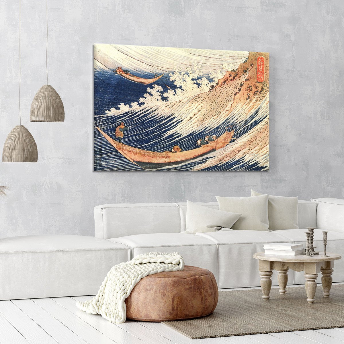 A Wild Sea at Choshi by Hokusai Canvas Print or Poster