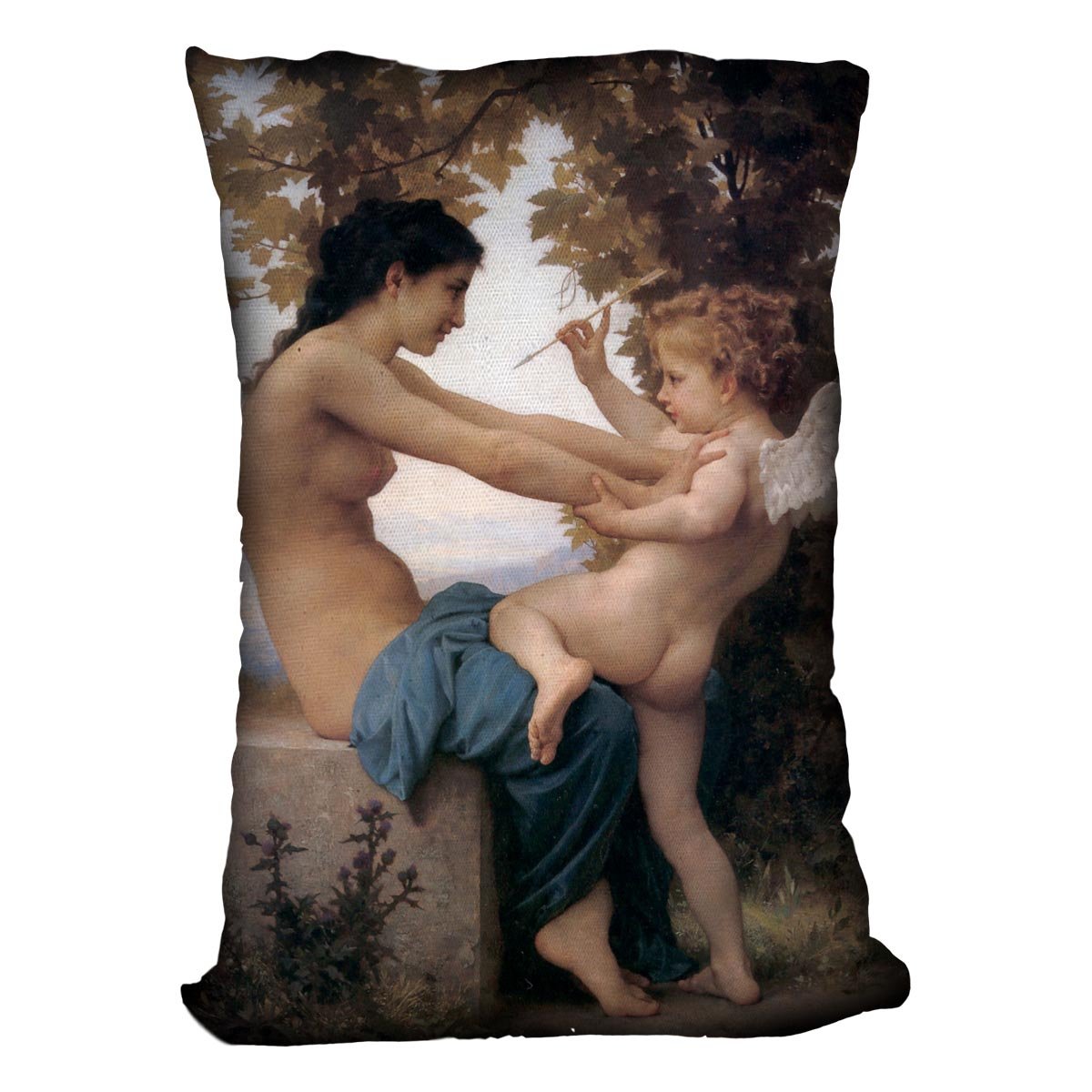 A Young Girl Defending Herself Against Eros By Bouguereau Throw Pillow