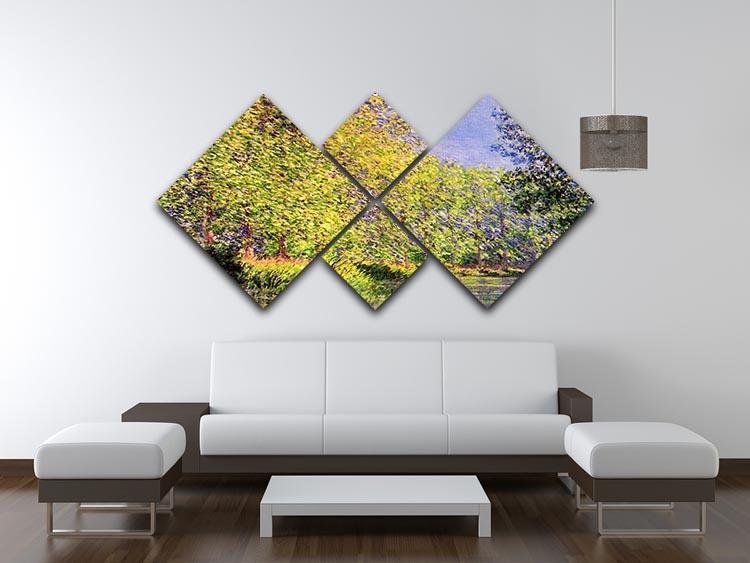 A bend of the Epte Giverny by Monet 4 Square Multi Panel Canvas - Canvas Art Rocks - 3