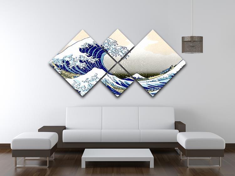 A big wave off Kanagawa by Hokusai 4 Square Multi Panel Canvas - Canvas Art Rocks - 3