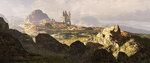 A distance medieval castle Wall Mural Wallpaper - Canvas Art Rocks - 1