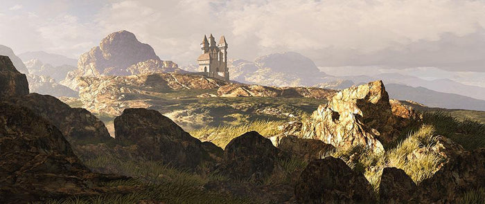 A distance medieval castle Wall Mural Wallpaper