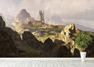 A distance medieval castle Wall Mural Wallpaper - Canvas Art Rocks - 4