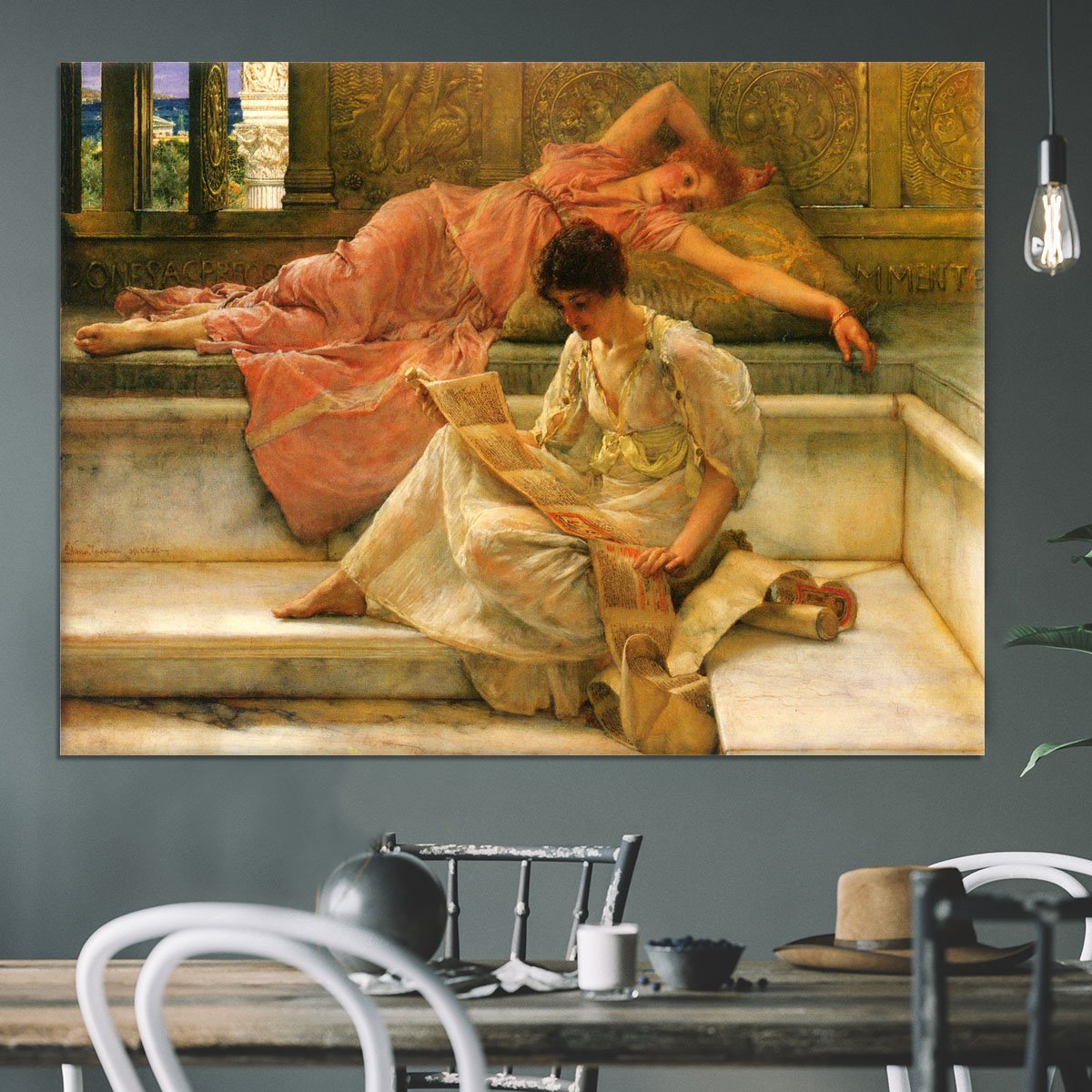 A favorite poet by Alma Tadema Canvas Print or Poster