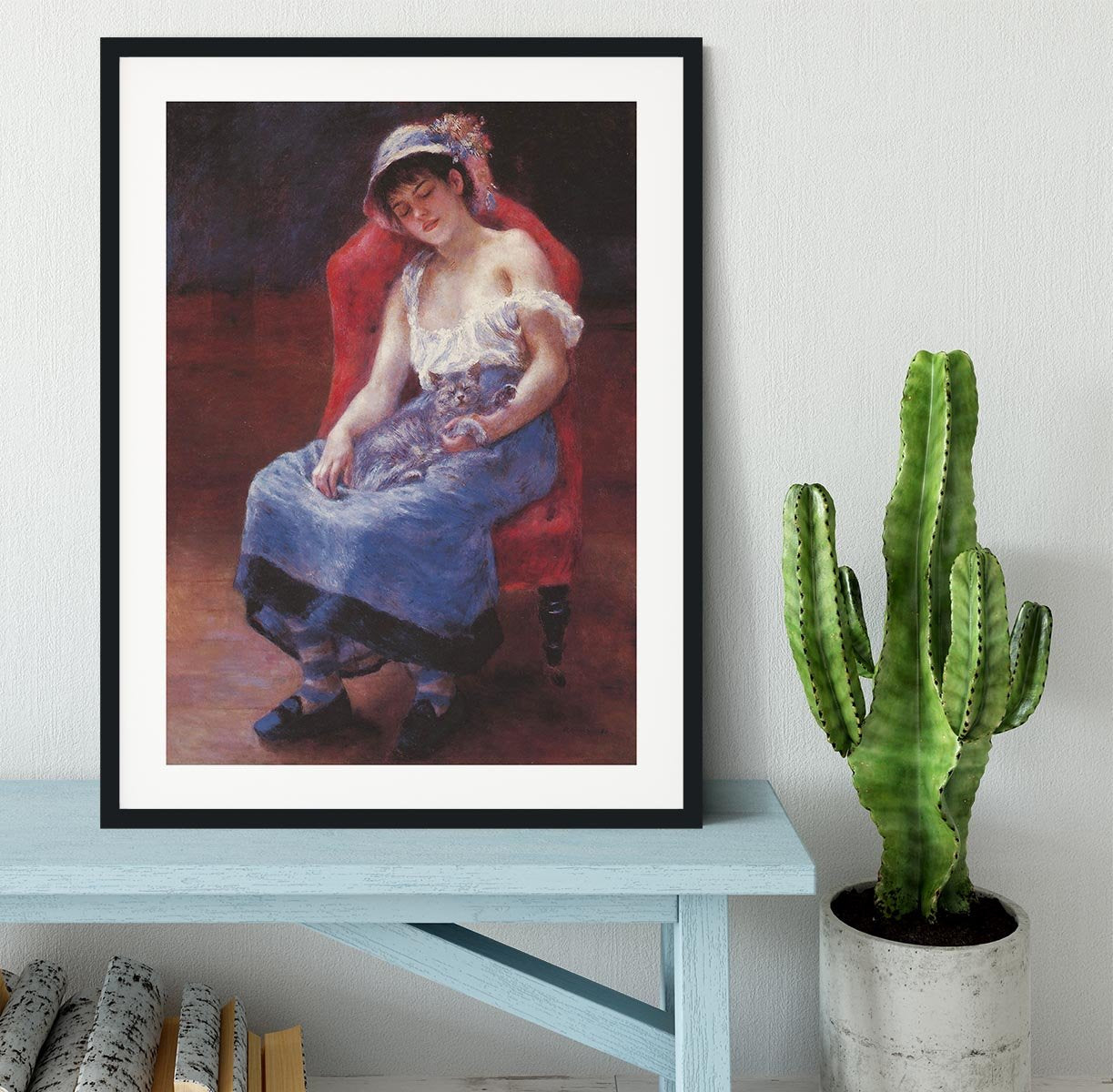 A girl asleep by Renoir Framed Print - Canvas Art Rocks - 1