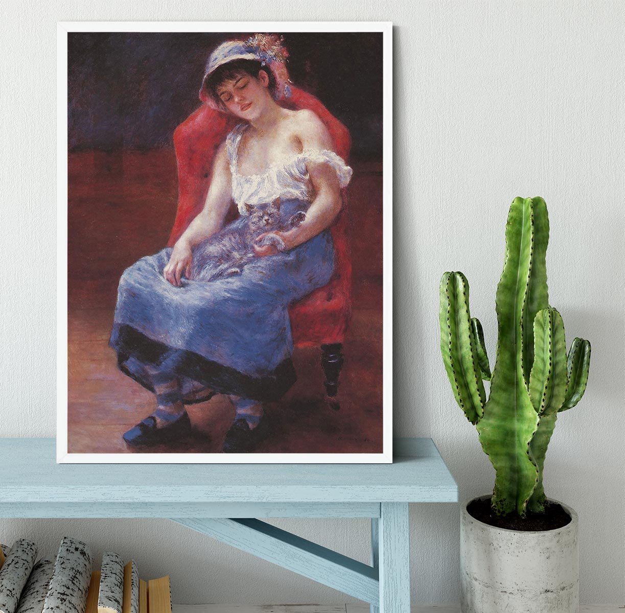 A girl asleep by Renoir Framed Print - Canvas Art Rocks -6