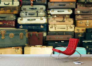 A lot of Old vintage suitcases Wall Mural Wallpaper - Canvas Art Rocks - 2