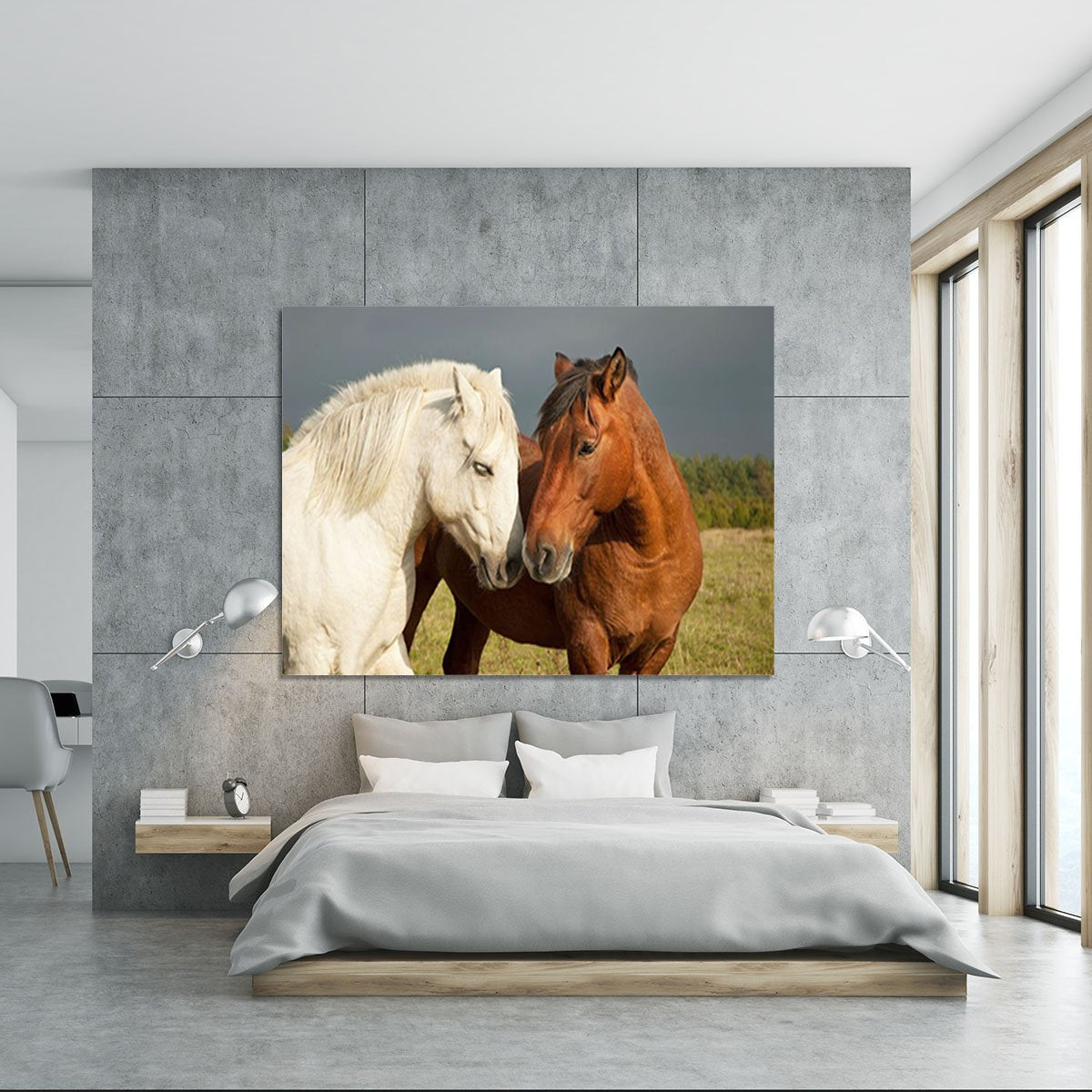 A pair of horses showing affection Canvas Print or Poster