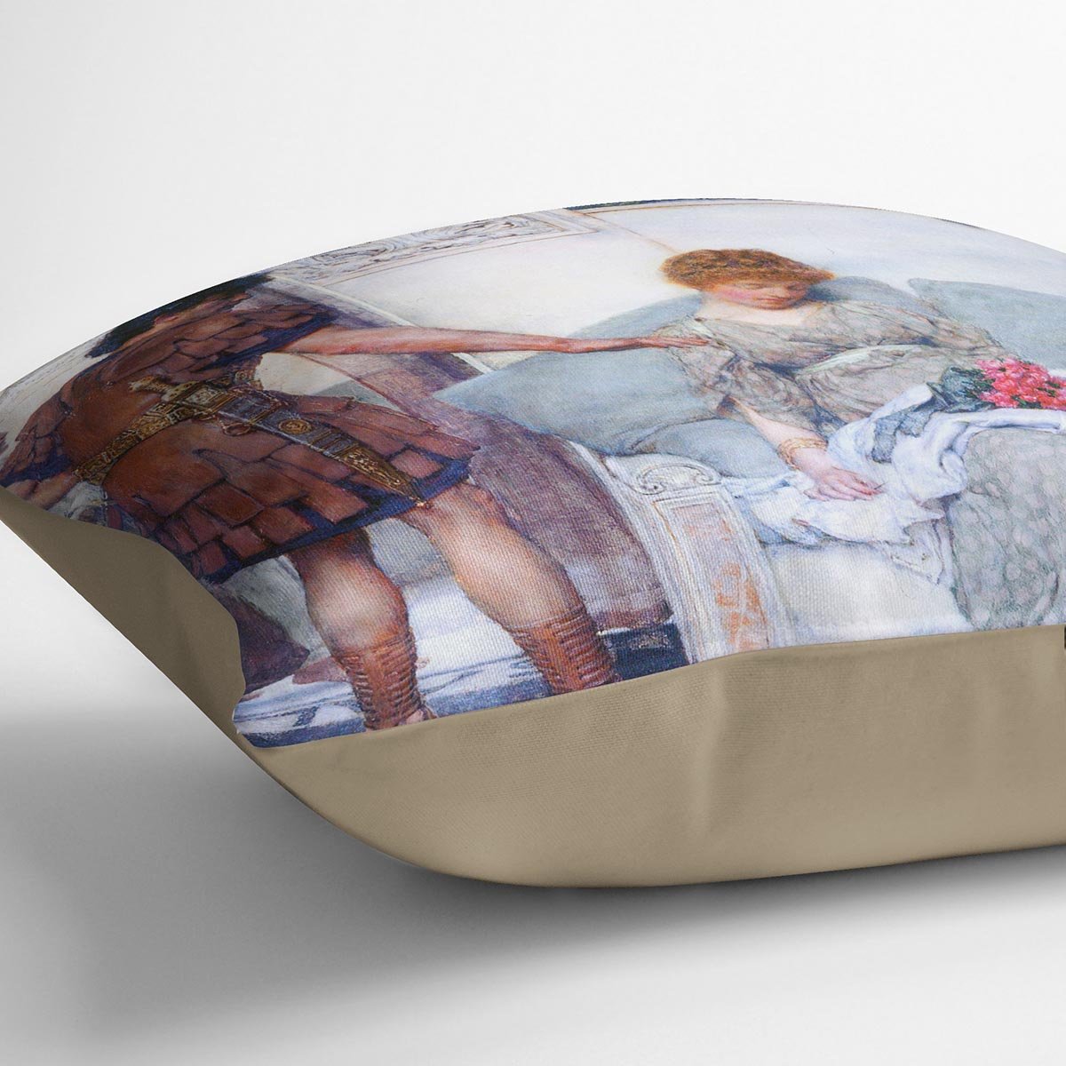 A quiet greeting by Alma Tadema Cushion - Canvas Art Rocks - 2