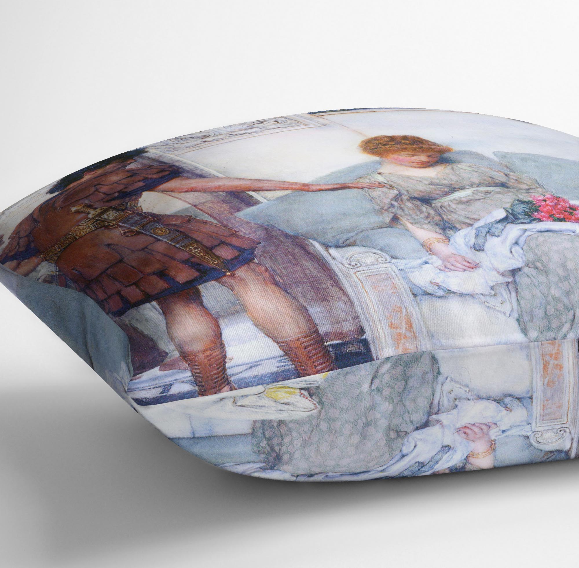 A quiet greeting by Alma Tadema Cushion - Canvas Art Rocks - 3