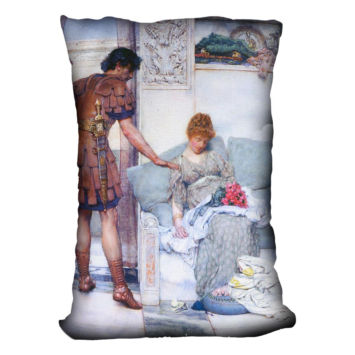 A quiet greeting by Alma Tadema Cushion - Canvas Art Rocks - 4
