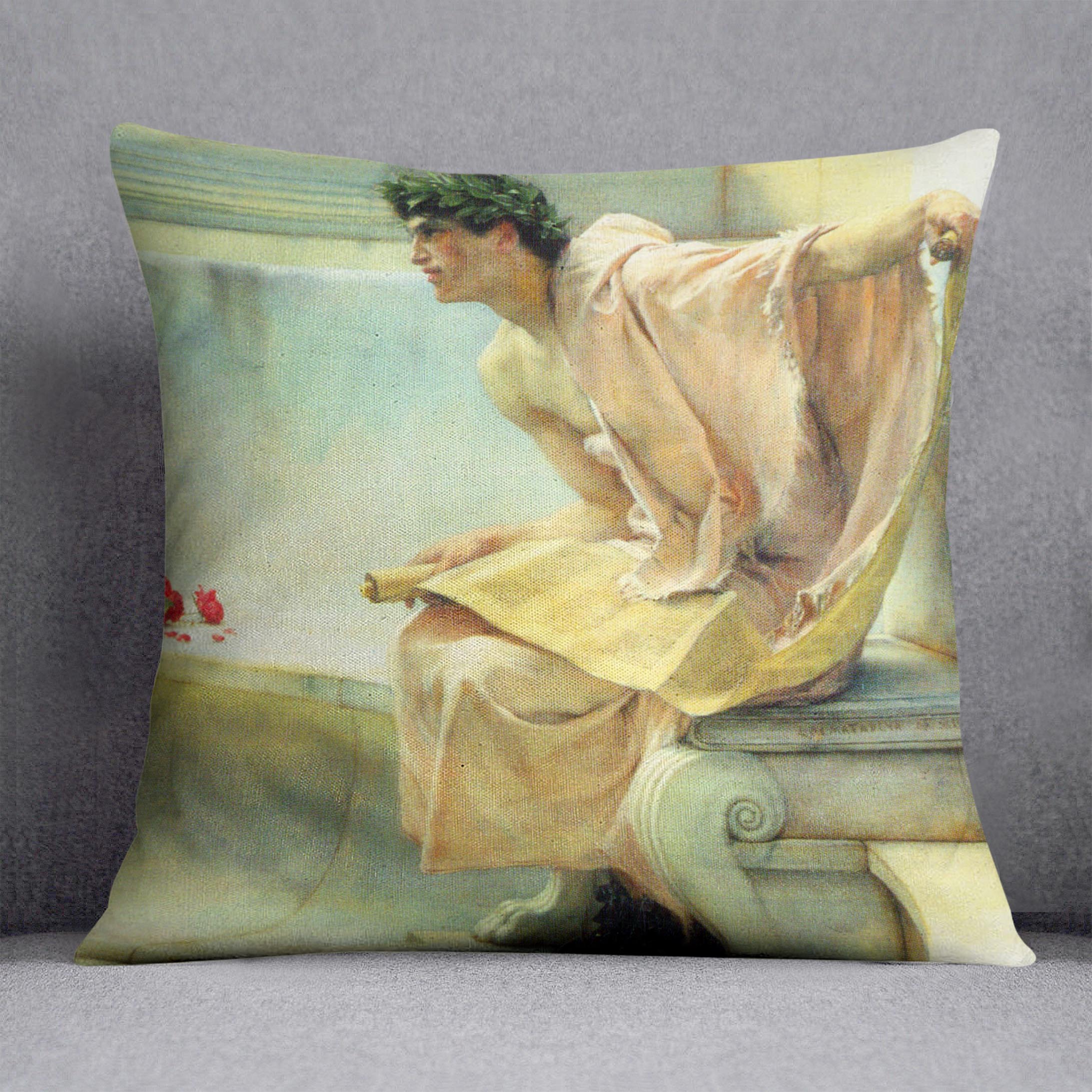 A reading of Homer detail 2 by Alma Tadema Cushion - Canvas Art Rocks - 1