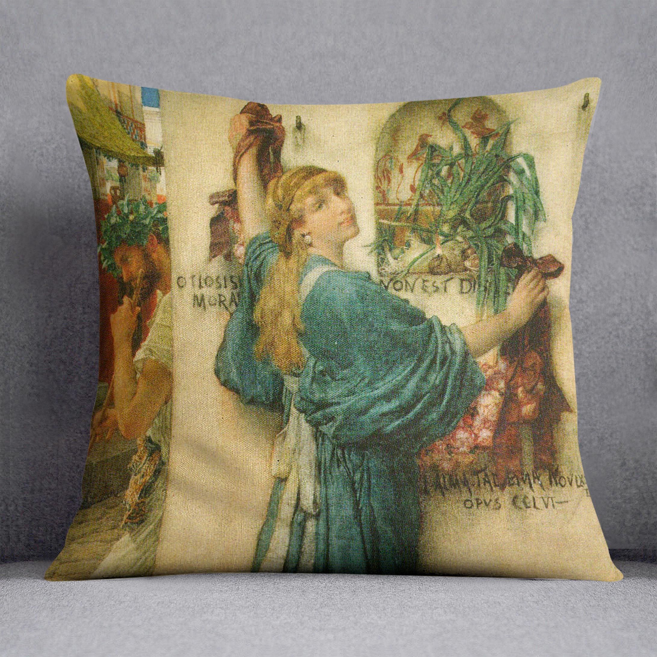 A road altar by Alma Tadema Cushion - Canvas Art Rocks - 1