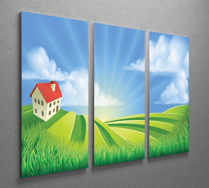 A rolling hills fields farm sunrise 3 Split Panel Canvas Print - Canvas Art Rocks - 2